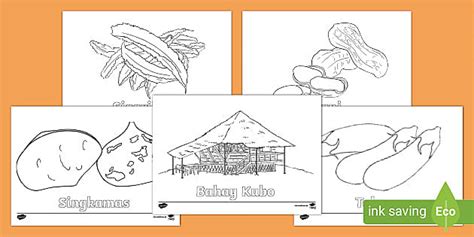 Bahay kubo at gulay coloring worksheet